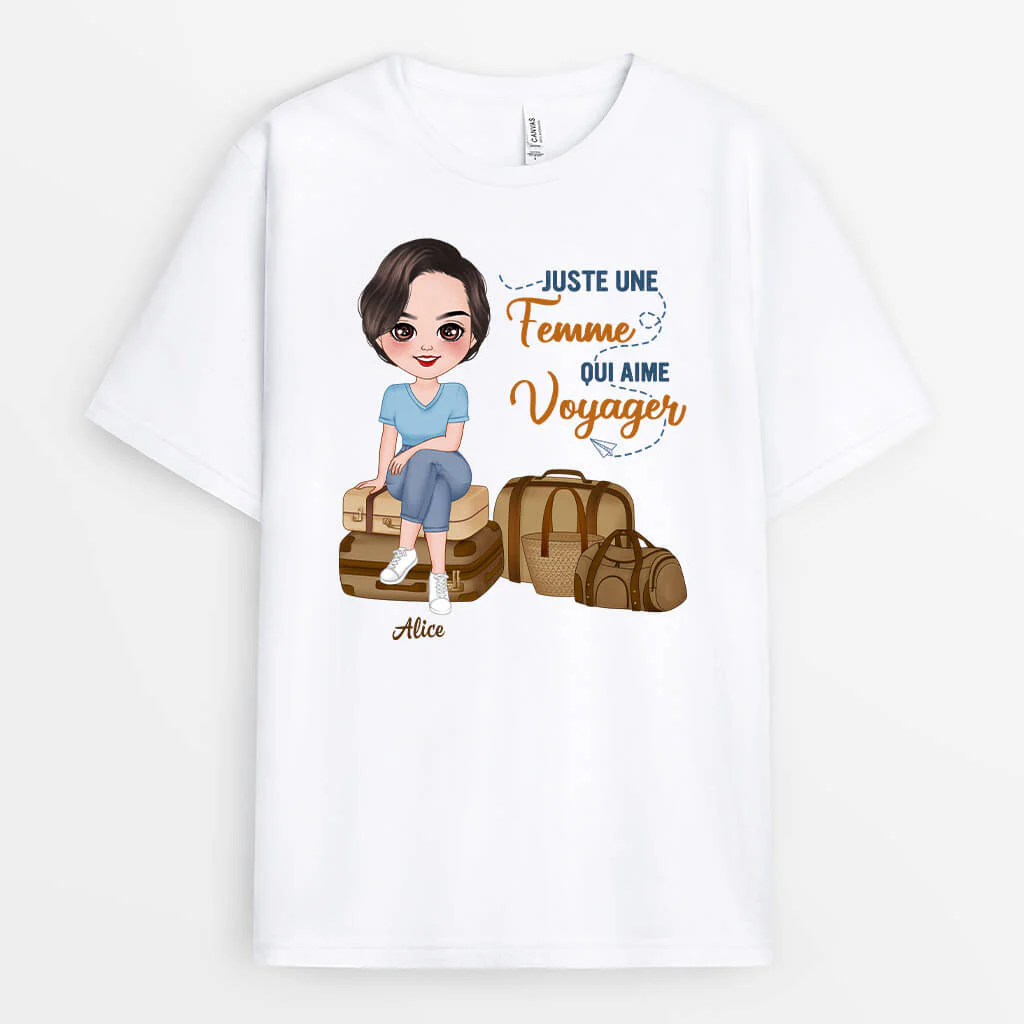 Tee Shirt Personnalisé Femme – Juste Une Femme Qui Aime Le Voyage - Image 2