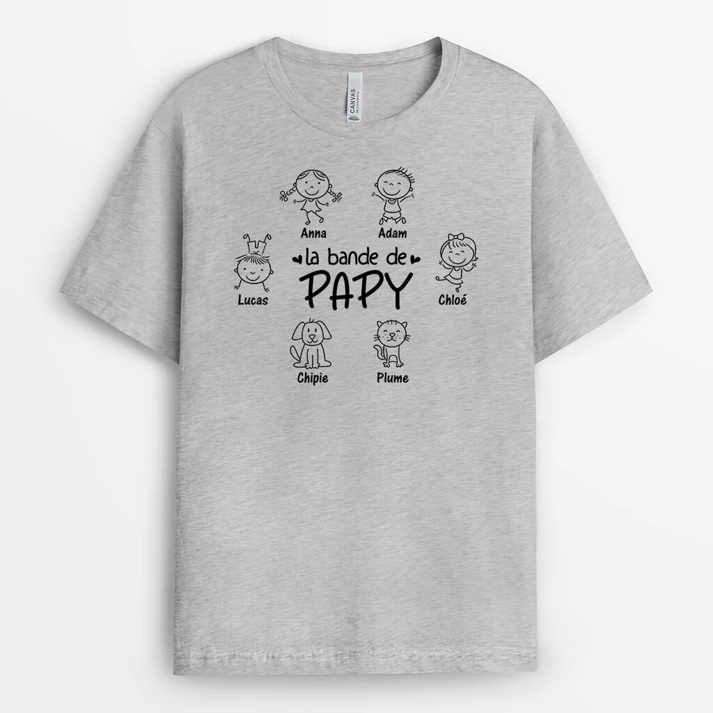 T Shirt Personnalisé Papy -  La Bande À Papy Avec Animaux