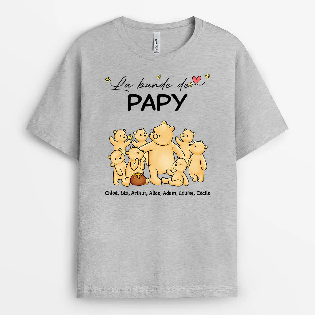 T Shirt Personnalisé Papy - La Bande de Papy Ours Fleurs