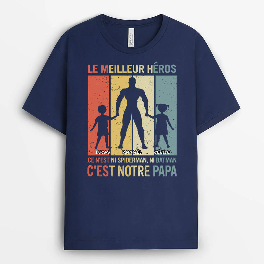 Tee Shirt Personnalisé Papy - Le Meilleur Héros C'Est Mon Papy - Image 2