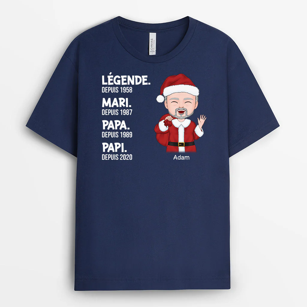 Tee Shirt Personnalisé Pour Papy - Légende Mari Papa Papy - Lettre En Blanc