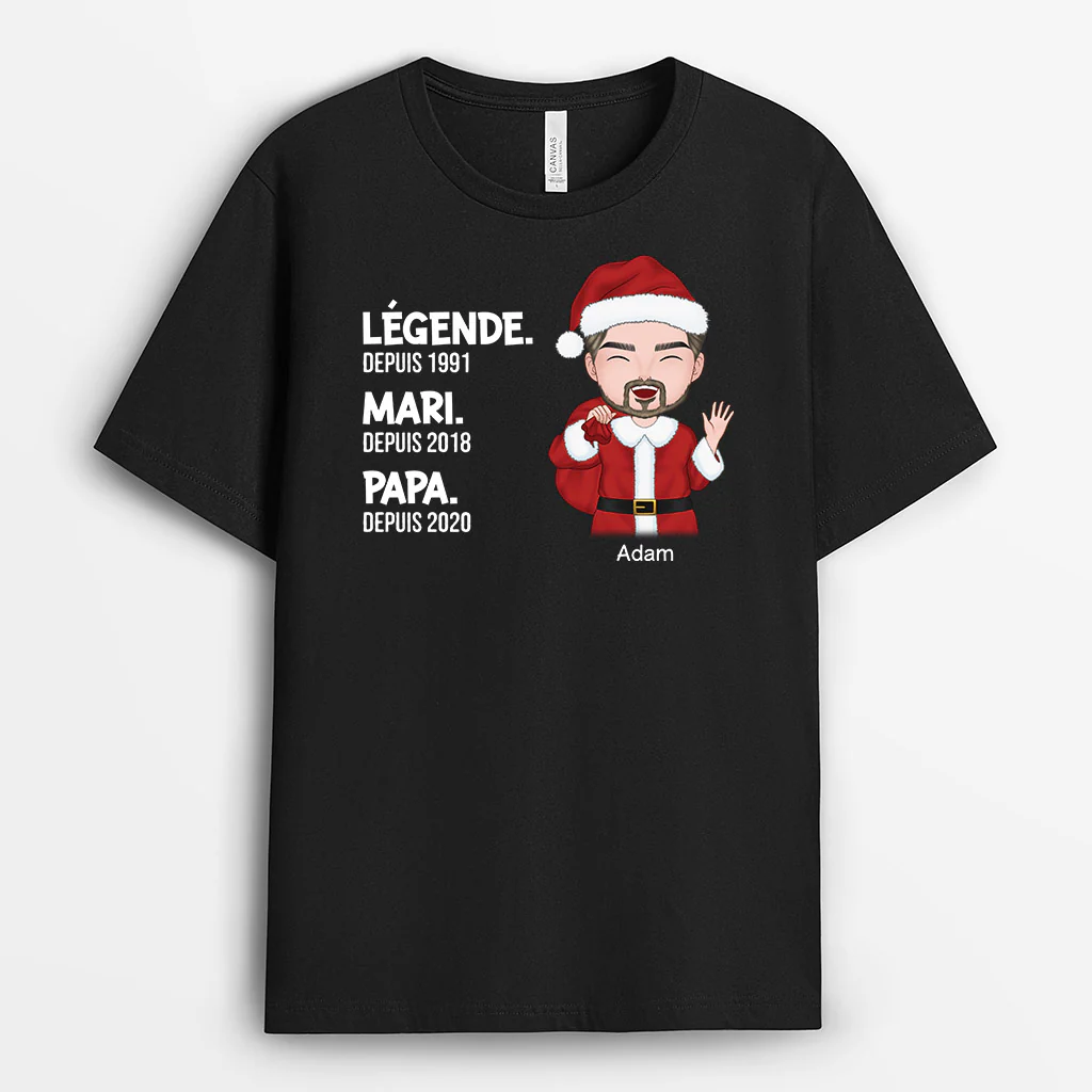 Tee Shirt Personnalisé Pour Papy - Légende Mari Papa Papy - Lettre En Blanc - Image 2