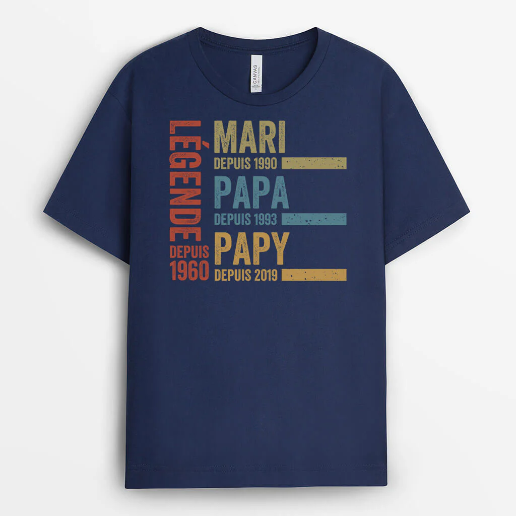 Tee Shirt Personnalisé Pour Papy - Légende Mari Papa Papy Version Désordre - Image 2
