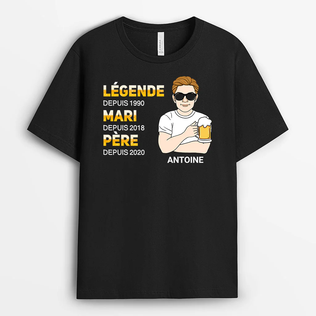Tee Shirt Personnalisé Papy - Légende Mari Père Pépé - Image 2