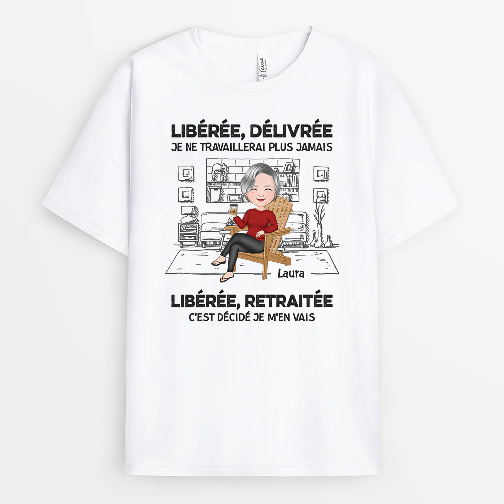 T-Shirt Personnalisé Femme – Libérée Et Retraitée