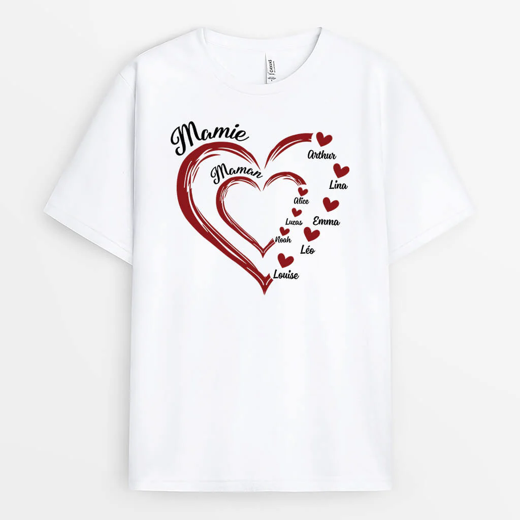 T shirt Personnalisé Mamie - T shirt Coeur Rouge - Image 3