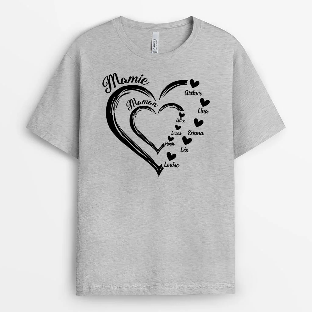 T shirt Personnalisé Mamie - T shirt Coeur Rouge - Image 2