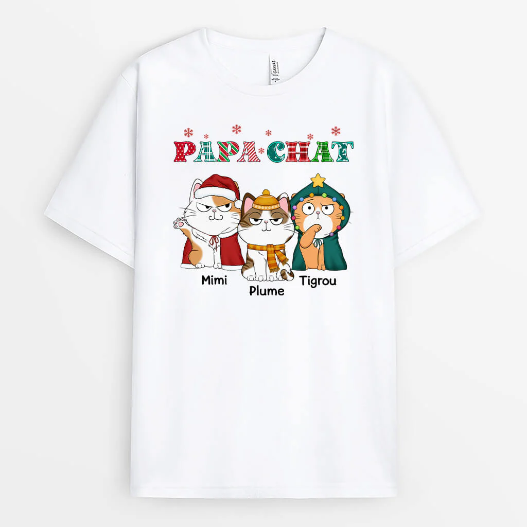 Cadeau de Noël Personnalisé - T-shirt Maman/Papa de Chat - Image 2