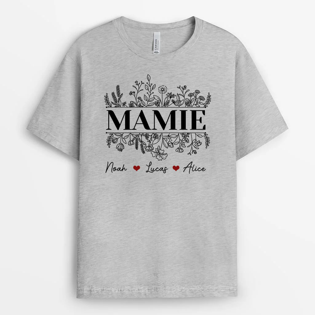 Tee-shirt Mamie Personnalisé - Mamie | Avec Style Floral Chic