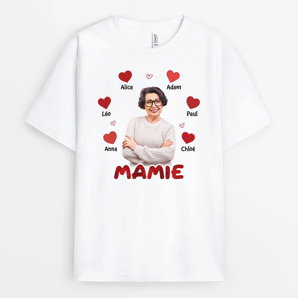 T-shirt Maman/ Mamie Motif Coeur Rouge Personnalisé