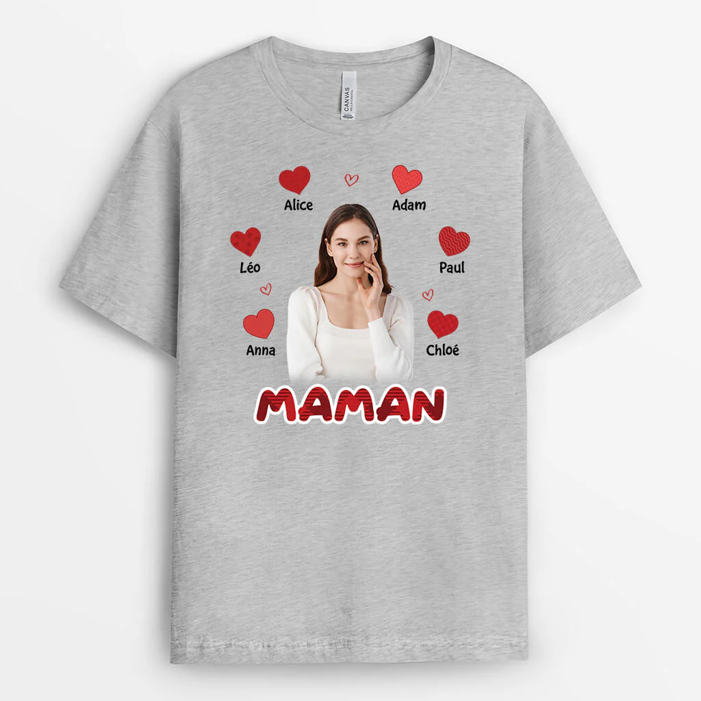 T-shirt Maman/ Mamie Motif Coeur Rouge Personnalisé - Image 2