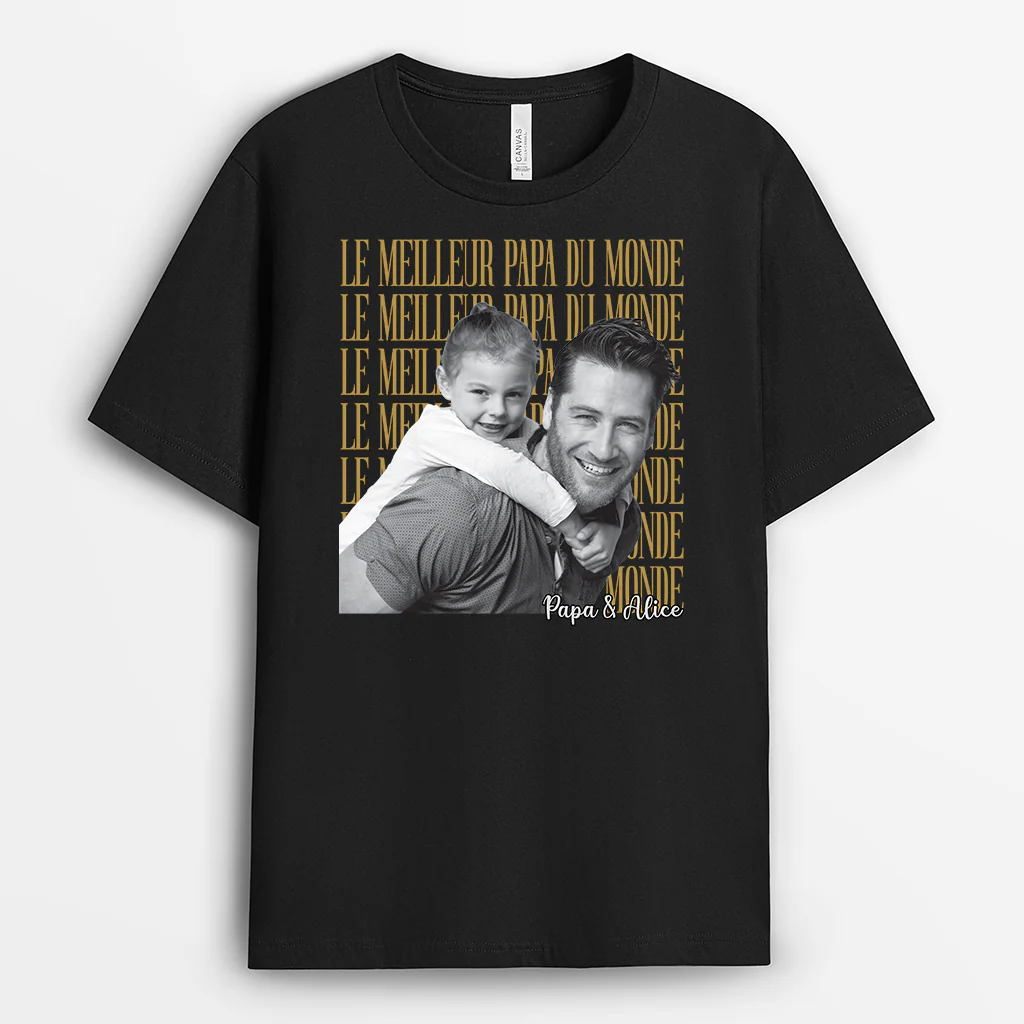 T-shirt Maman Papa Avec Photo Personnalisé - Meilleur Papa