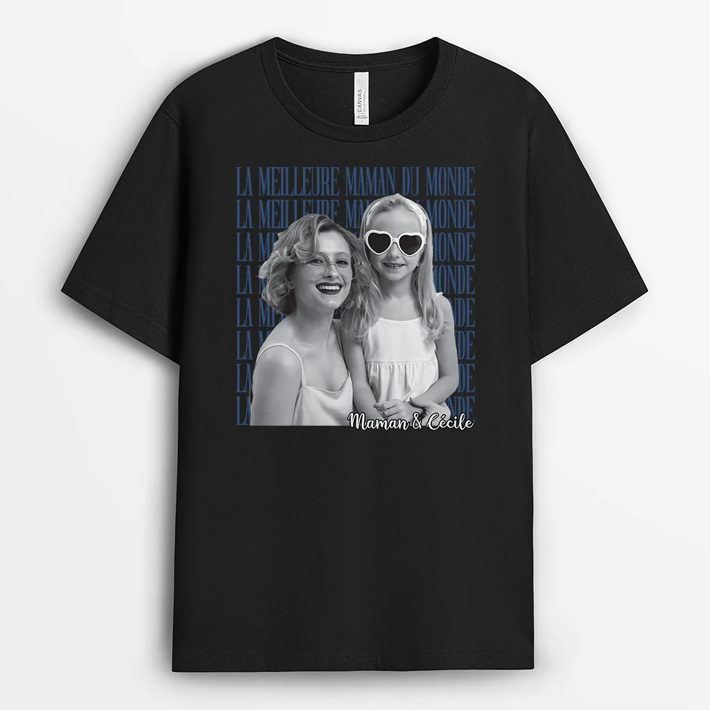 T-shirt Maman Papa Avec Photo Personnalisé - Meilleur Papa - Image 2
