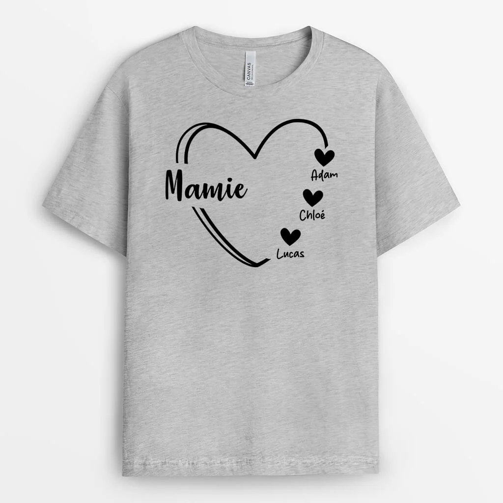 T-shirt Mamie Maman Petits Coeurs Noirs Personnalisé