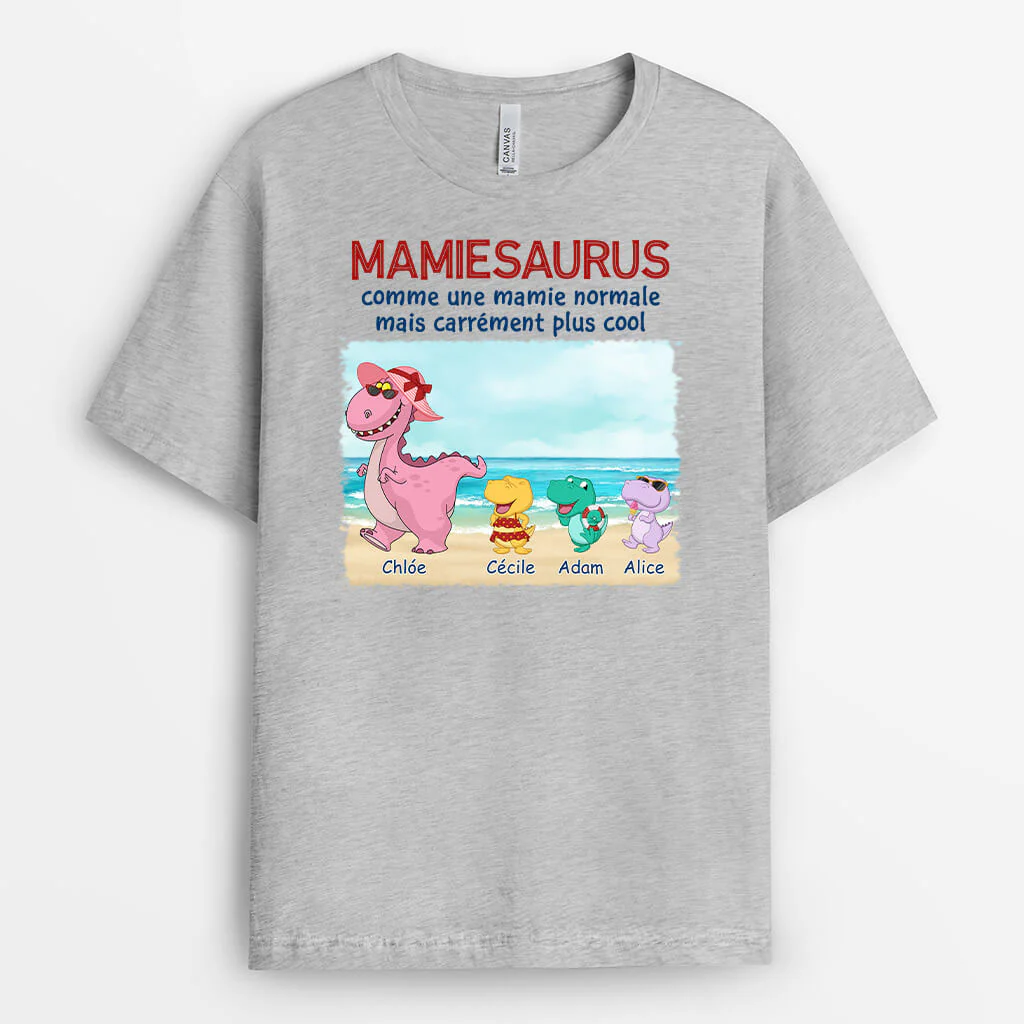 Tee Shirt Personnalisé Mamie - Mamiesaurus | Style Vacances Plage