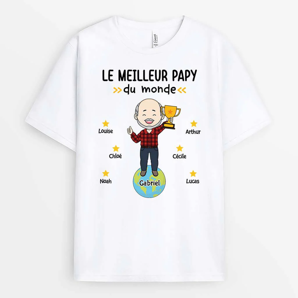 Tee Shirt Personnalisé Pour Papy - Meilleur Papy Du Monde - Version Bande Dessinée