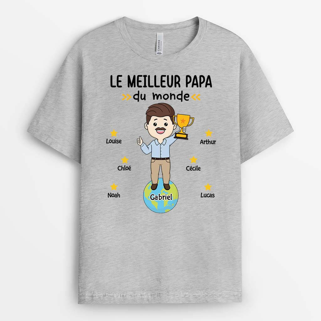 Tee Shirt Personnalisé Pour Papy - Meilleur Papy Du Monde - Version Bande Dessinée - Image 2