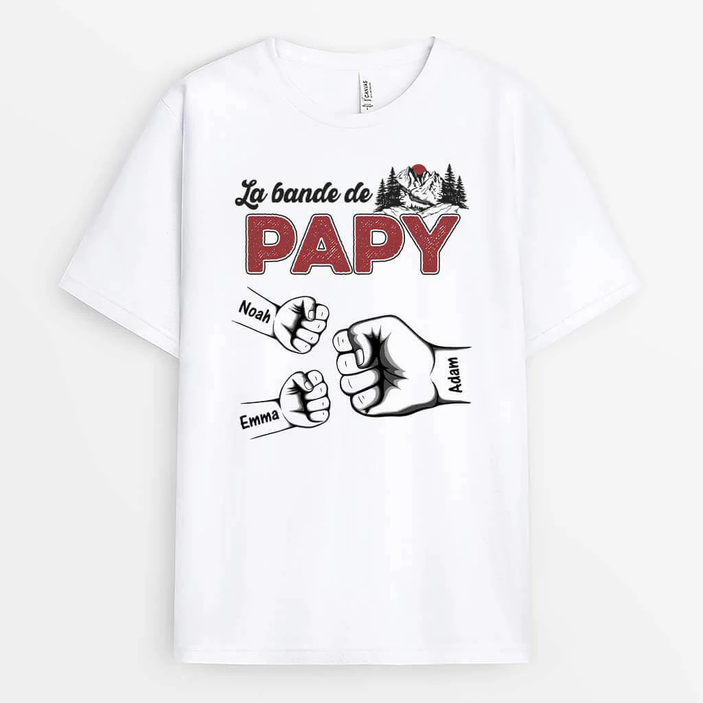 Tee Shirt Personnalisé Papy - La Bande De Papy - Bosse De Poing Avec Montagne