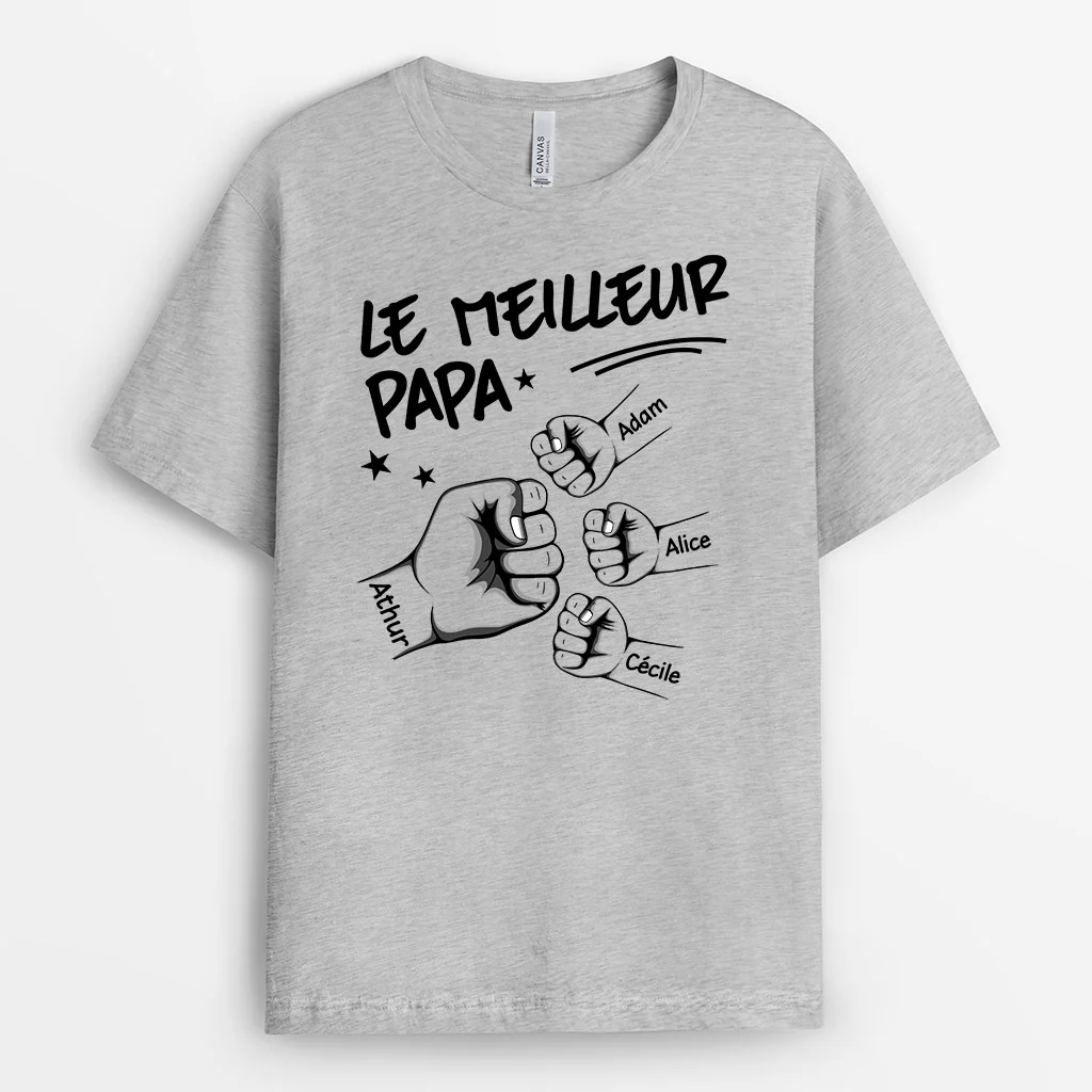 Tee Shirt Personnalisé Papy - Le Meilleur Papy - Check Main - Image 2