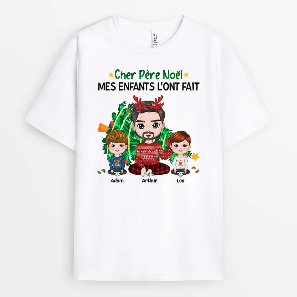 T-shirt Cher Père Noël Mon Fils L'a Fait Personnalisé