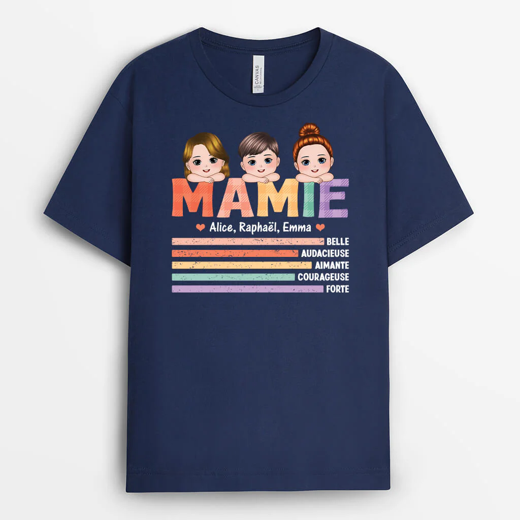 Tee Shirt Personnalisé Mamie - Mamie Avec Mot Coloré