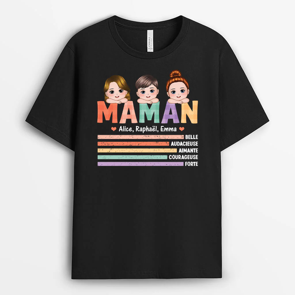 Tee Shirt Personnalisé Mamie - Mamie Avec Mot Coloré - Image 2