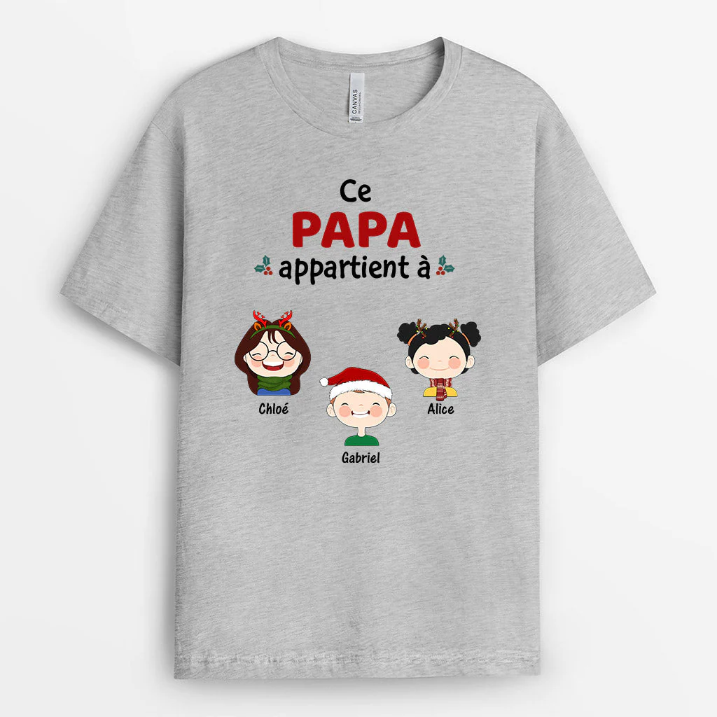 T-shirt Noël Ce Papa Appartient À Personnalisé