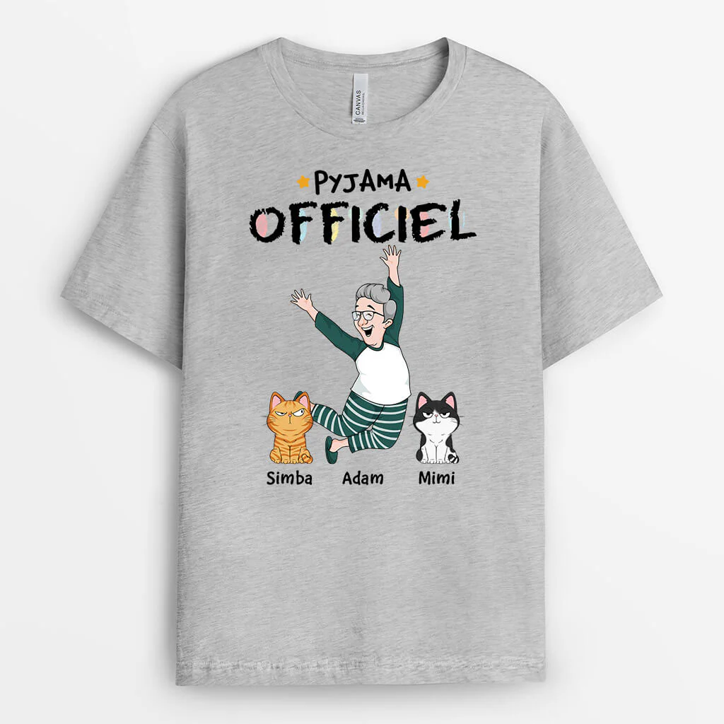 Tee Shirt Personnalisé Chat - Pyjama Officiel Avec Chats Drôle - Image 2