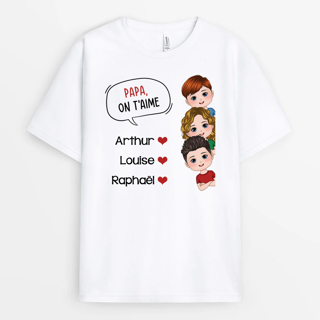 Tee Shirt Personnalisé Papa - Design On T'Aime Papa