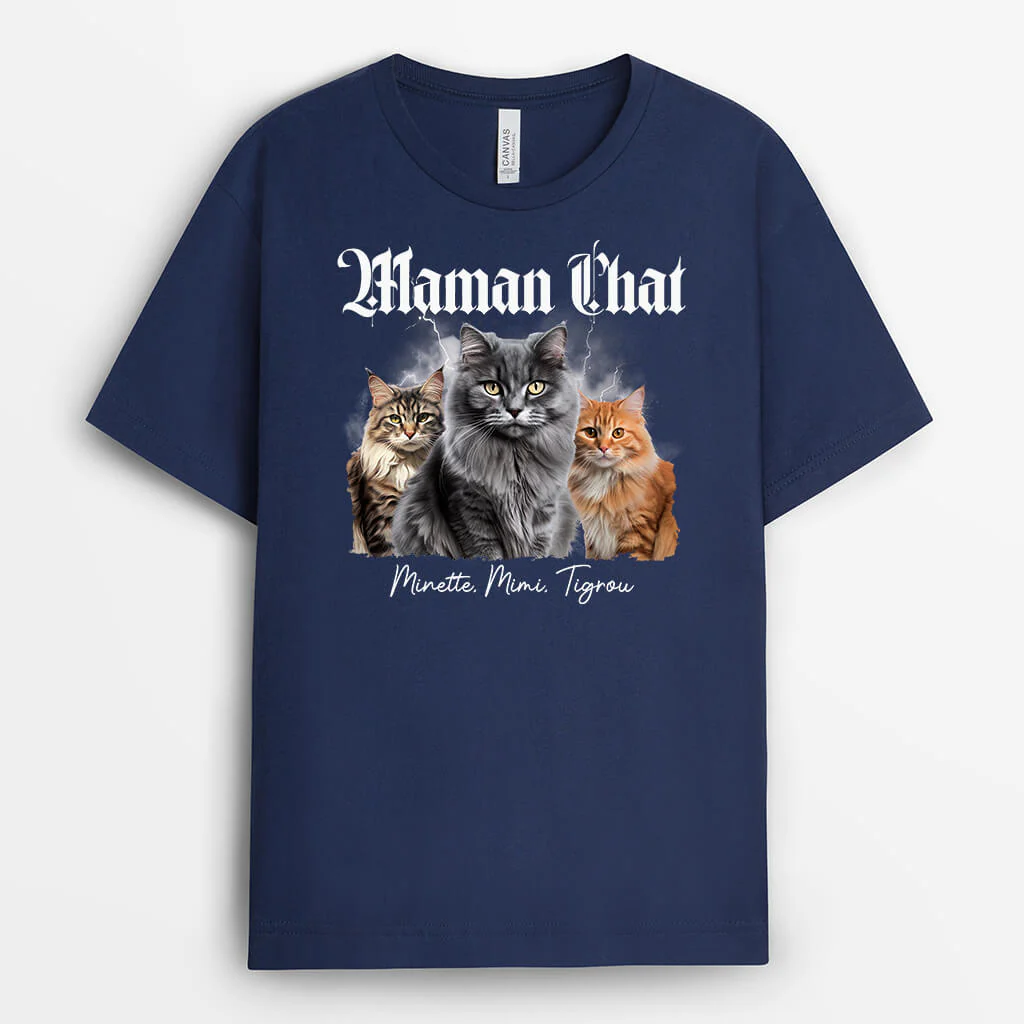 T-shirt Personnalisé - Papa Chat/ Maman Chat Texte Gothique