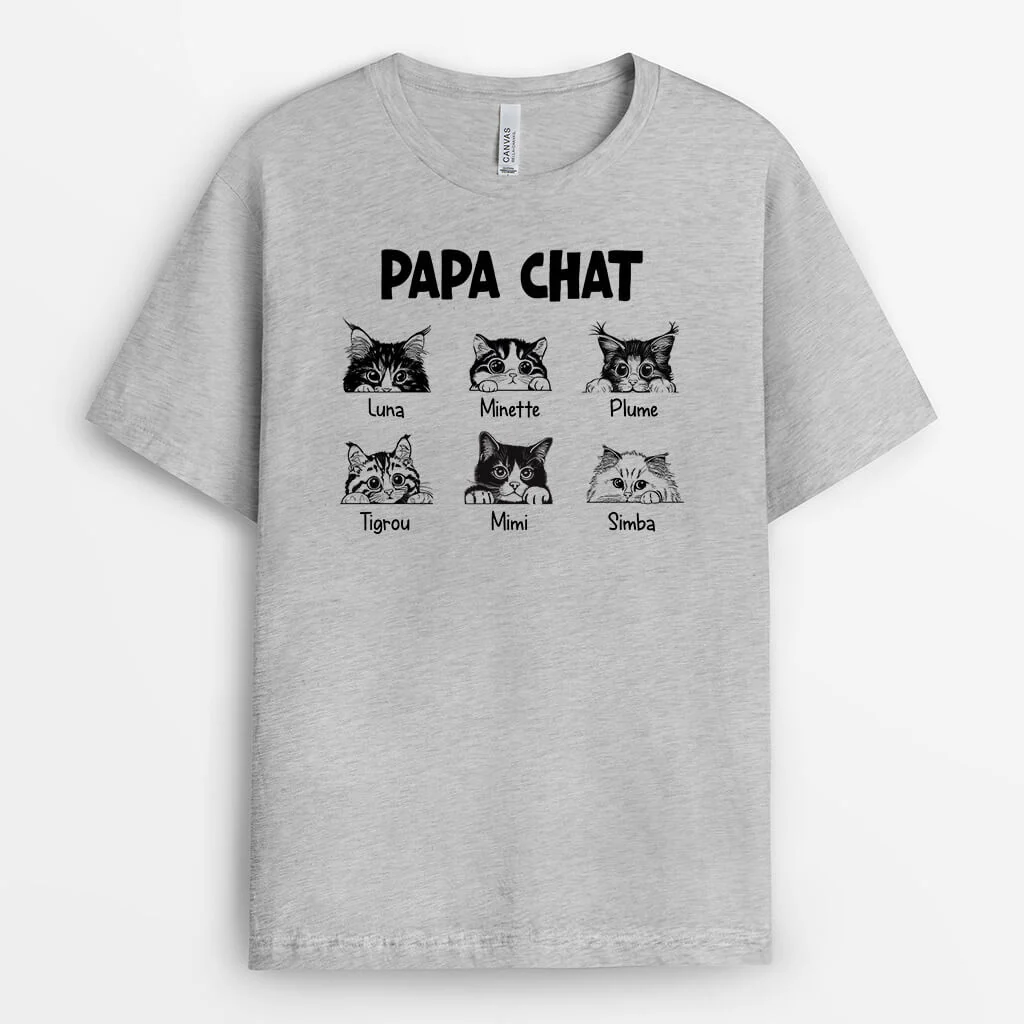 Tee Shirt Personnalisé Chat - Papa Chat Simple