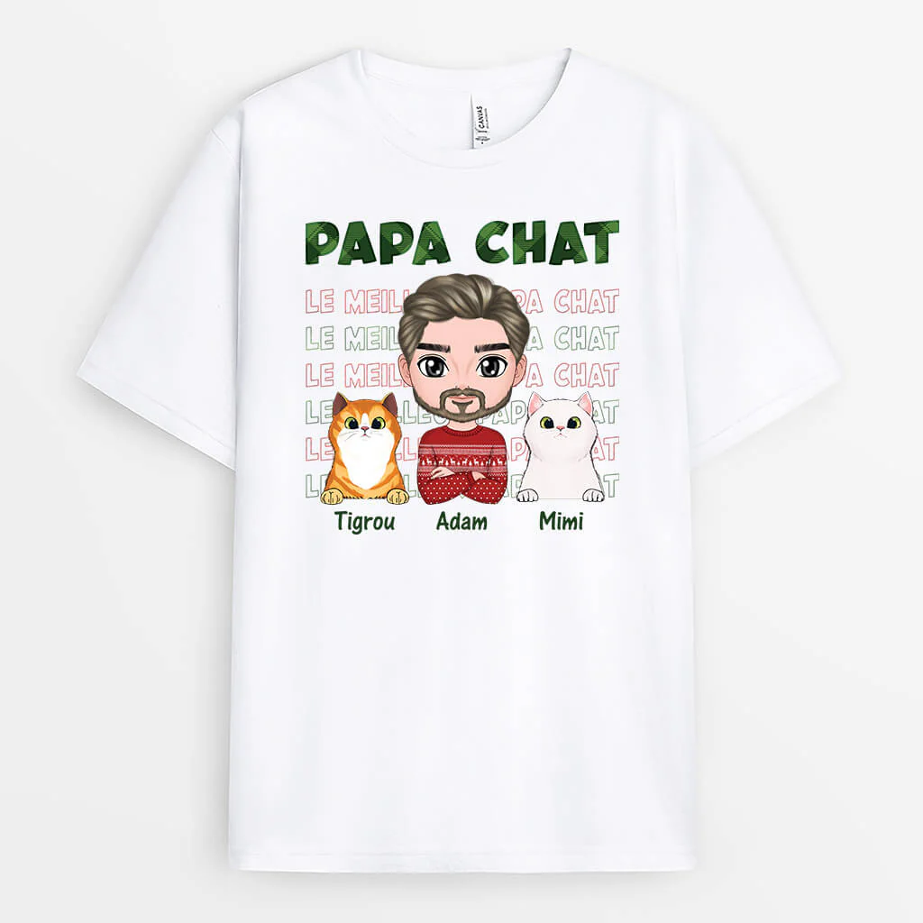 Tee Shirt Personnalisé Avec Chat Noël - Papa Chat - Image 2