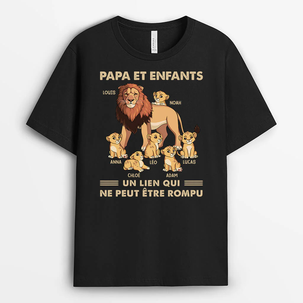 T shirt Personnalisé Grand Père - Papy Lion Et Un Lien Qui Ne Peut Être Rompu - Image 2