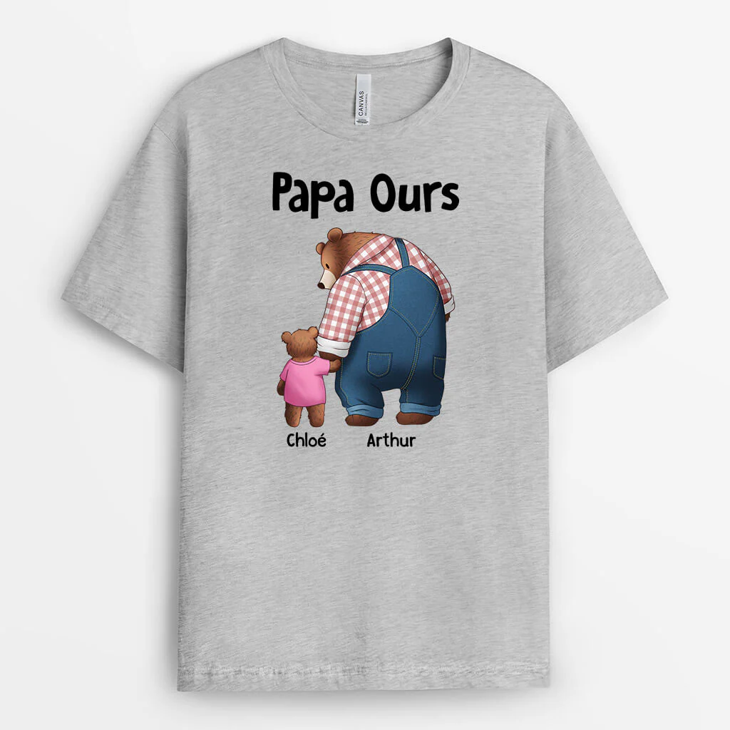 T shirt Papa Ours Personnalisé - Tenant La Main