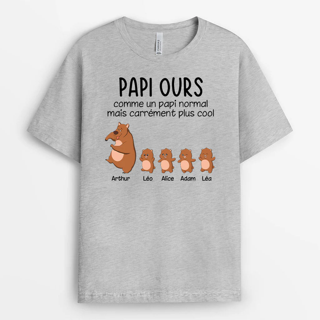 T shirt Personnalisé Papy - La Famille Ours Plus Cool