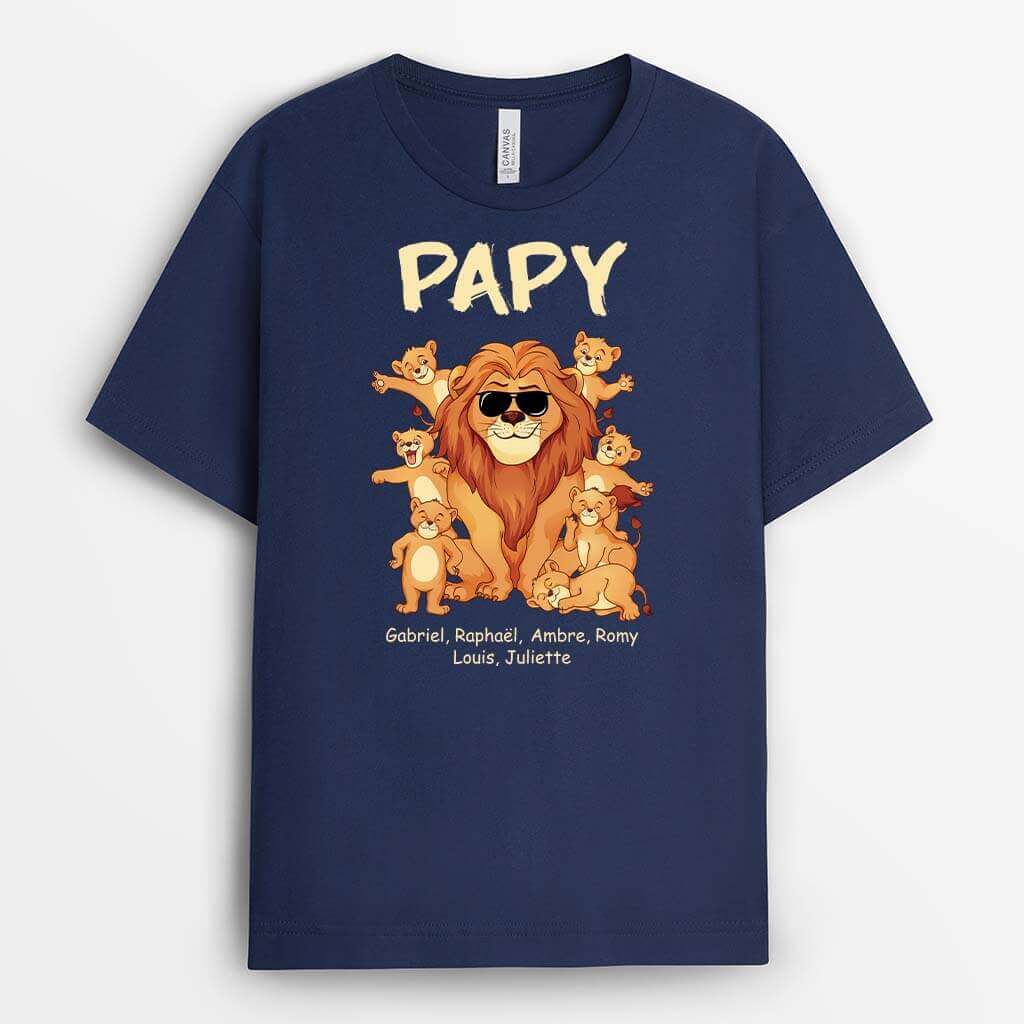 Tee Shirt Personnalisé Papy - Papa/Papy Lion Bande Dessinée