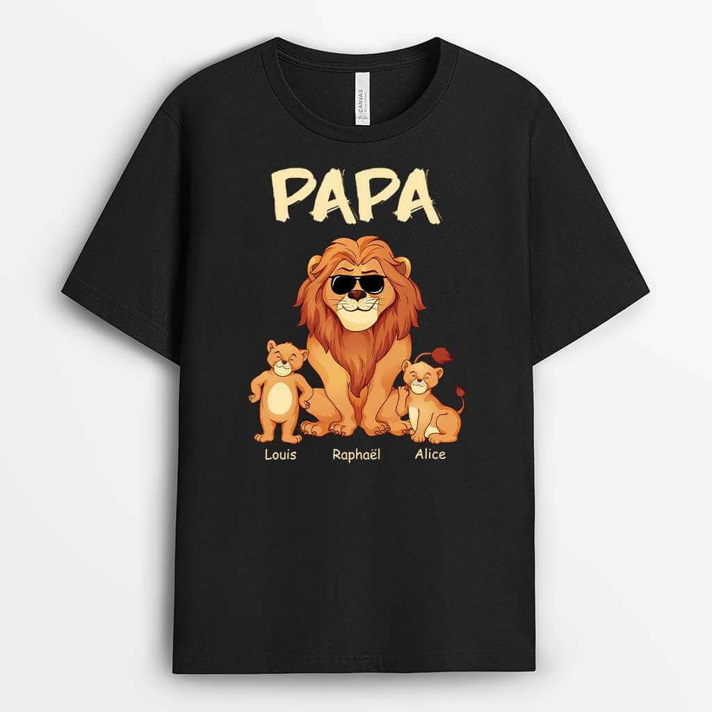 Tee Shirt Personnalisé Papy - Papa/Papy Lion Bande Dessinée - Image 2