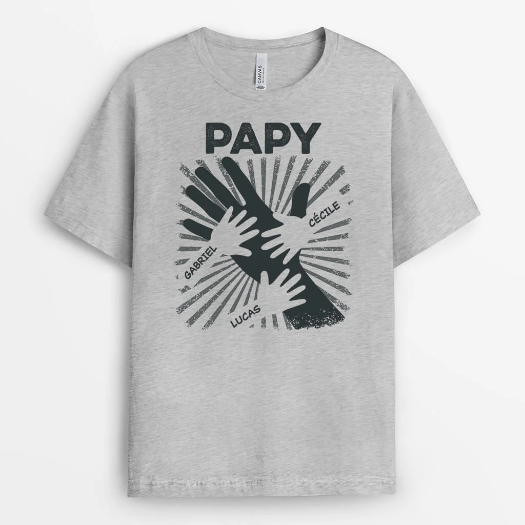 T-shirt Personnalisé Pour Papy - Papy Tenant Les Mains