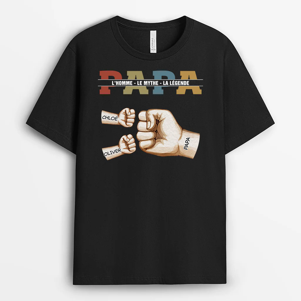 T Shirt Personnalisé Papa | L'Homme Le Mythe La Légende Avec Poings