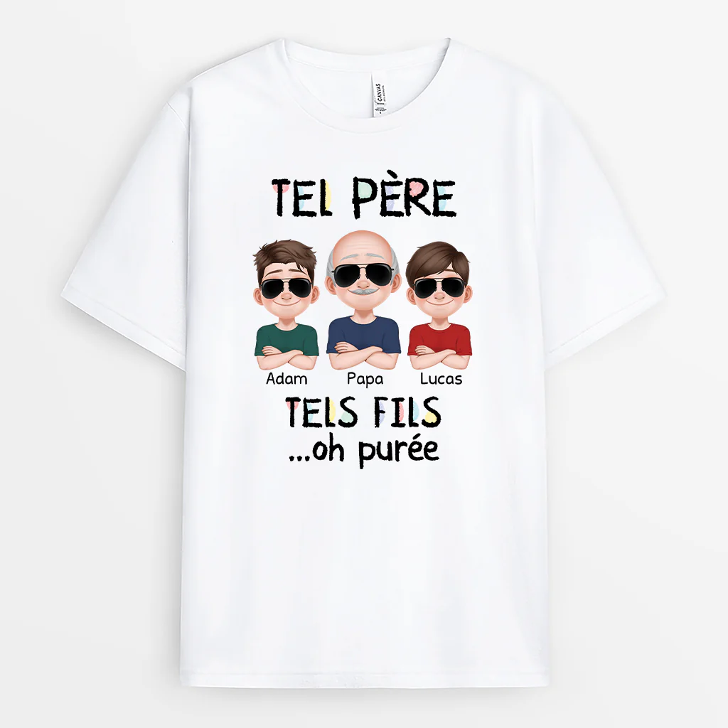 Tee Shirt Papa Personnalisé - Tel Père Tels Fils - Design Cartoon