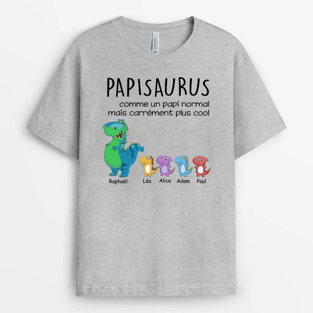 T Shirt Personnalisé Papy - La Famille Dinosaure