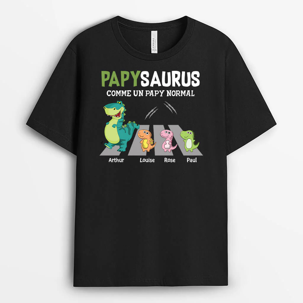 T Shirt Personnalisé Papy - Papysaurus Plus Cool Traversant La Rue