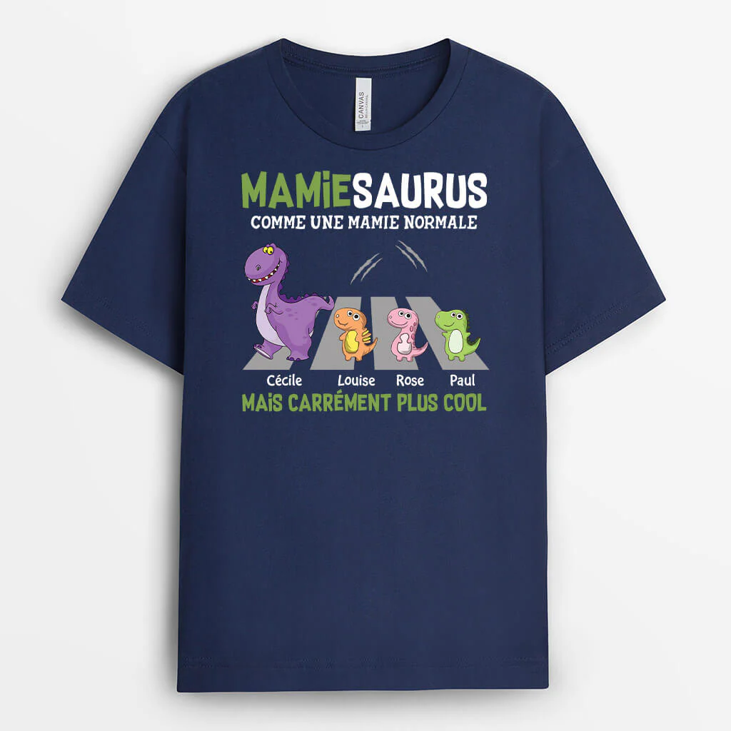 T Shirt Personnalisé Papy - Papysaurus Plus Cool Traversant La Rue - Image 2