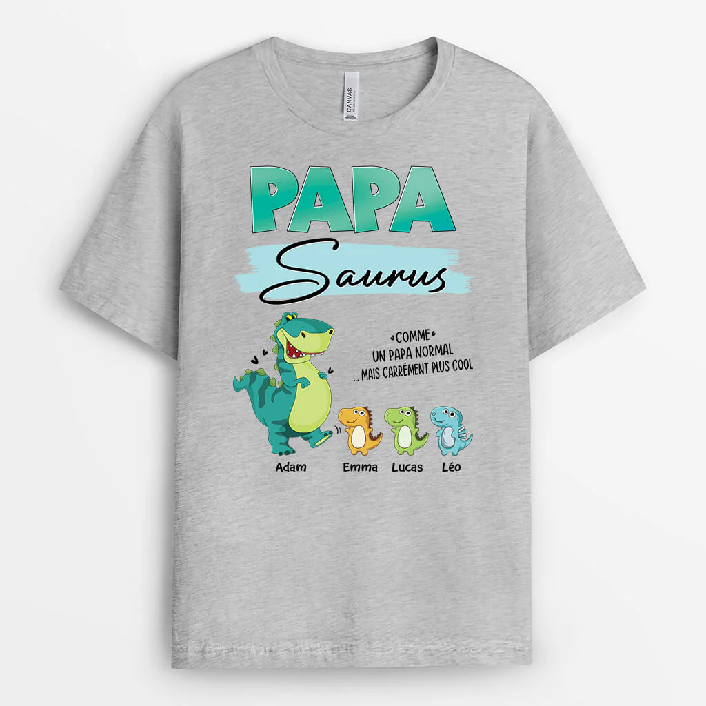 T Shirt Personnalisé Papi - Papysaurus Plus Cool - Image 2