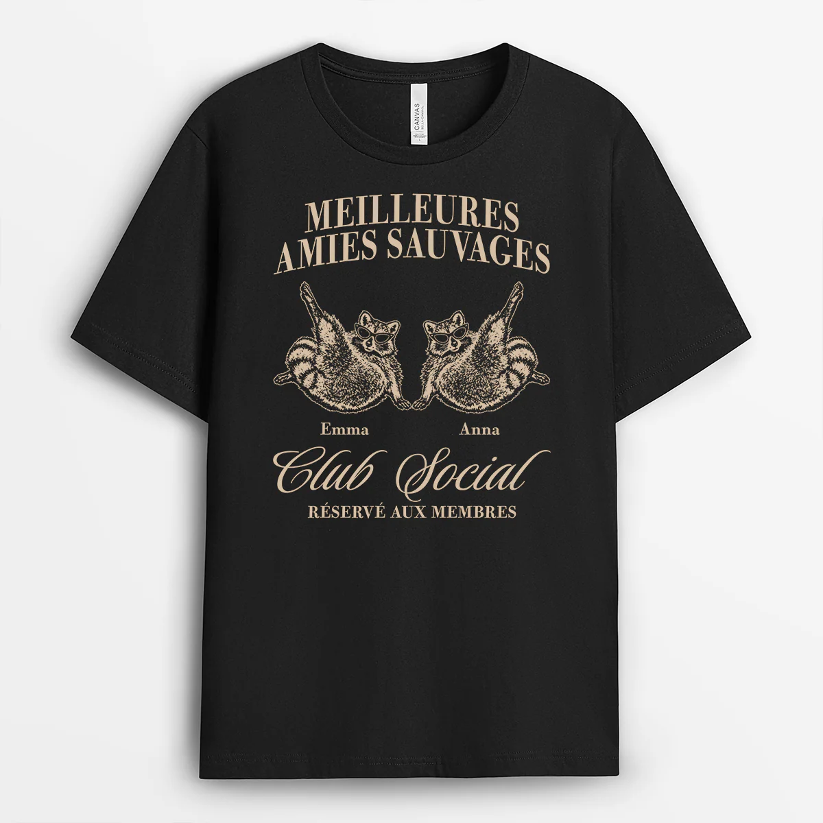 T-shirt Personnalisé Amie Couleur Foncée - Meilleures Amies Sauvages