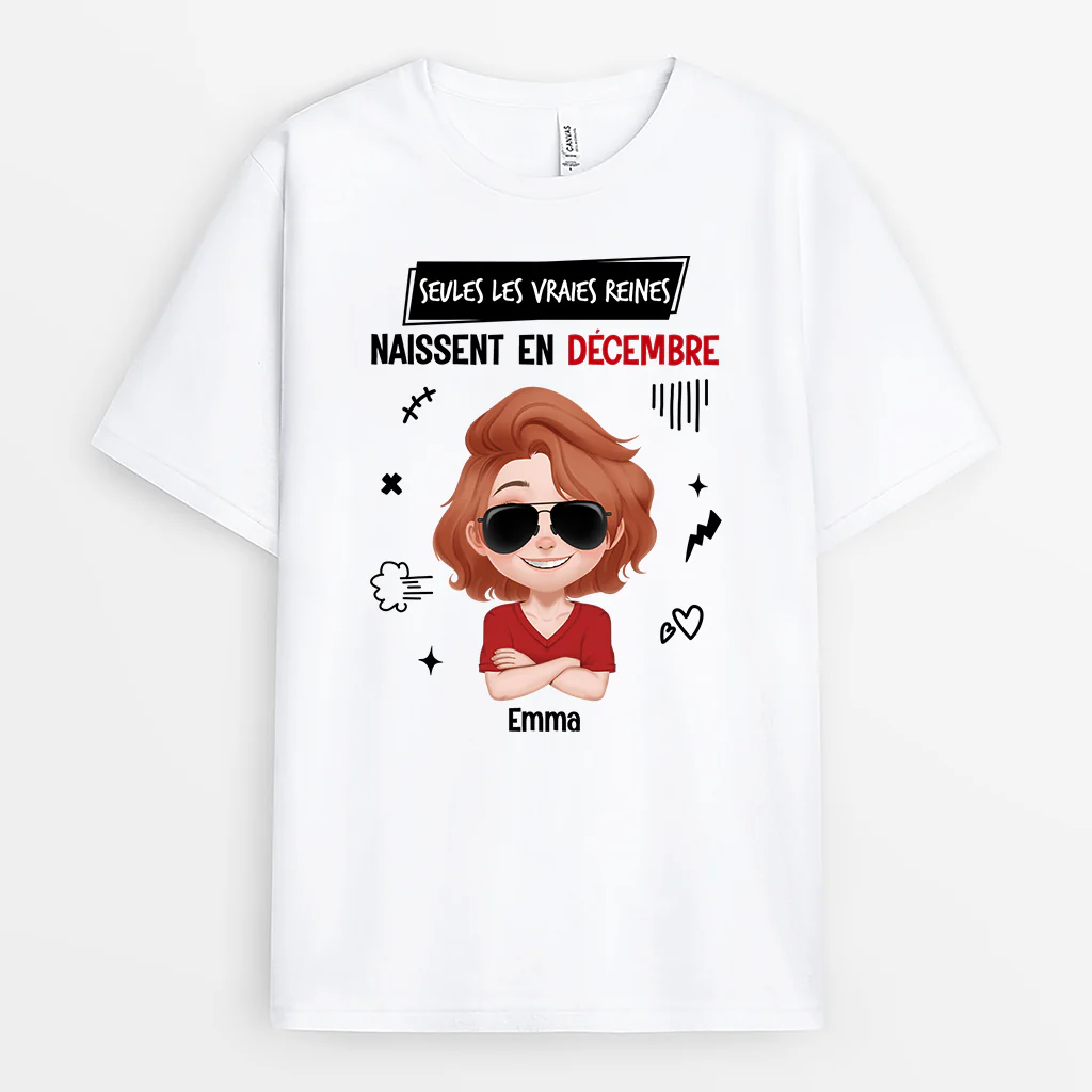 T-shirt Personnalisé Anniversaire Pour Femme/Homme - Naissent En Décembre