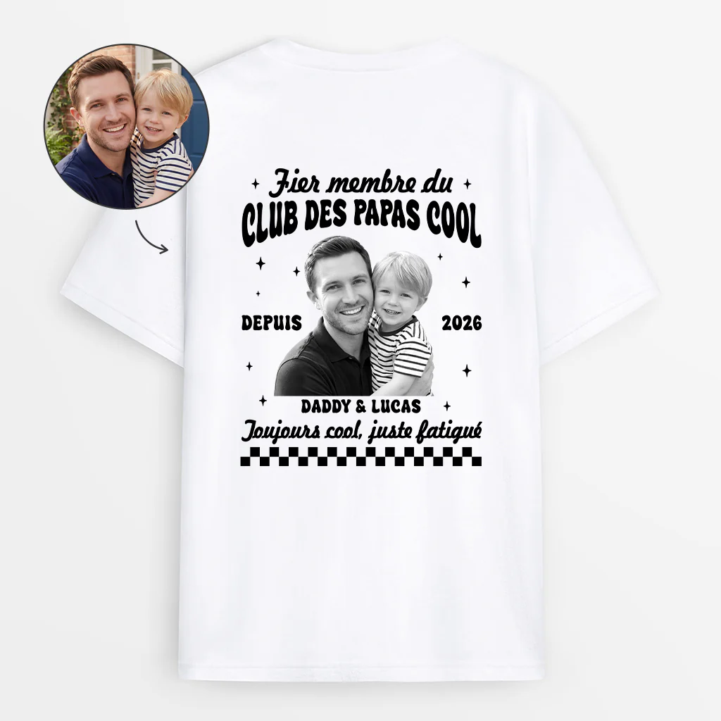 T-shirt Personnalisé Au Dos Humour - Club Des Papas Cool - Image 2