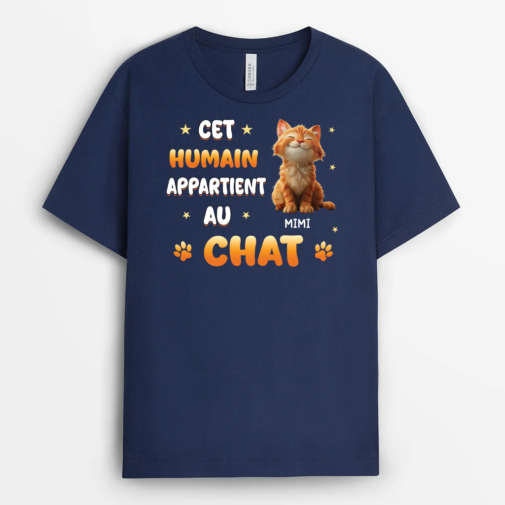 T-shirt Personnalisé Avec Chat - Cet Humain Appartient À - Image 2