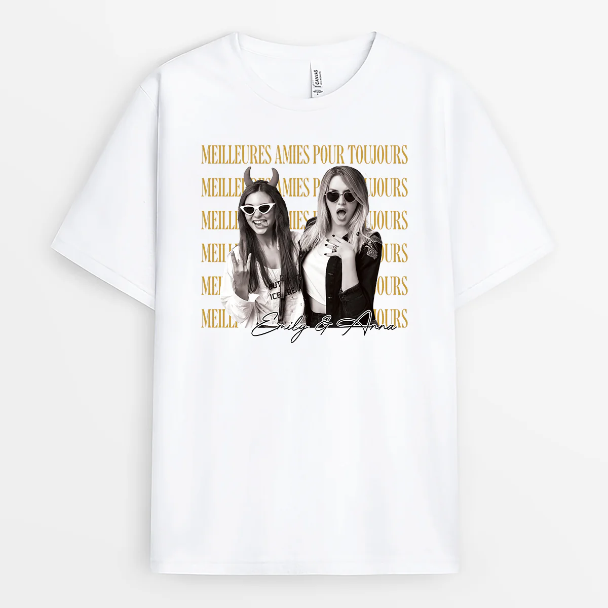 T-shirt Personnalisé Avec Photo Couleur Claire - Meilleurs Amis Pour Toujours