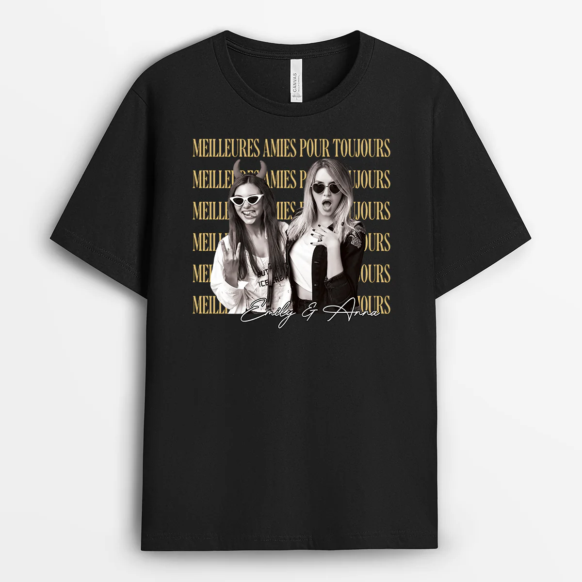 T-shirt Personnalisé Avec Photo Couleur Foncée - Meilleurs Amis Pour Toujours